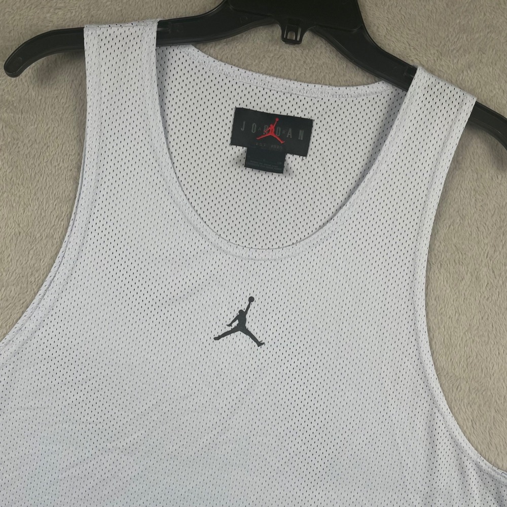 Jordan Tank Top Mens Small White Mesh Dri-Fit Jumpman Basketball Jersey Wicking - Picture 4 of 8